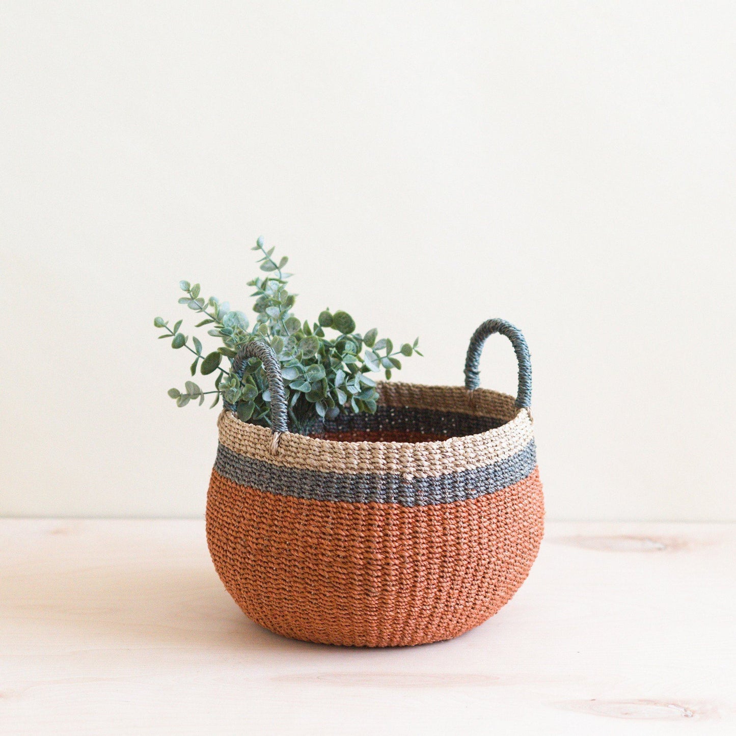 Coral Tabletop Basket with Handles