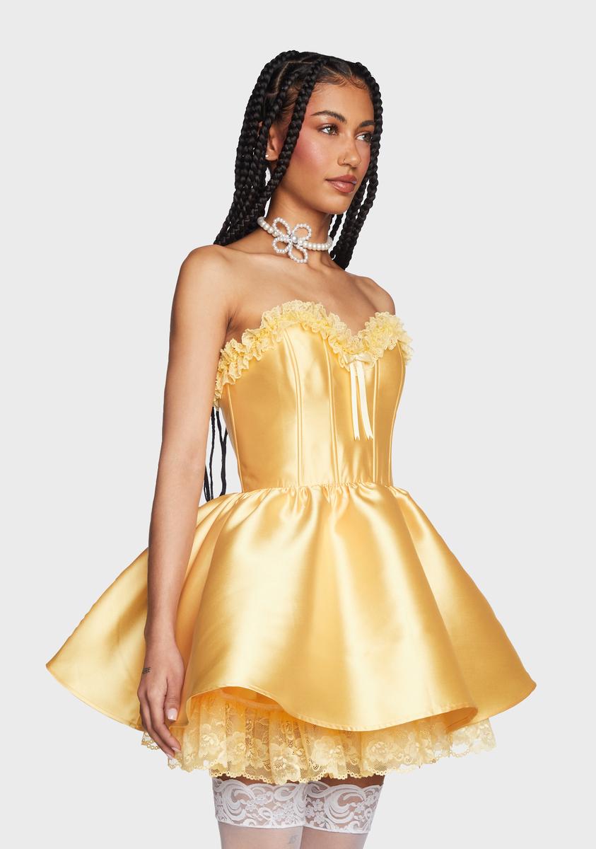 Forever Fancy Corset Dress - Yellow