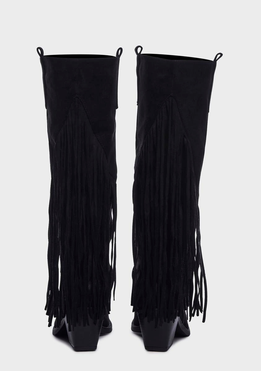 Swept Away Cowboy Boots - Black