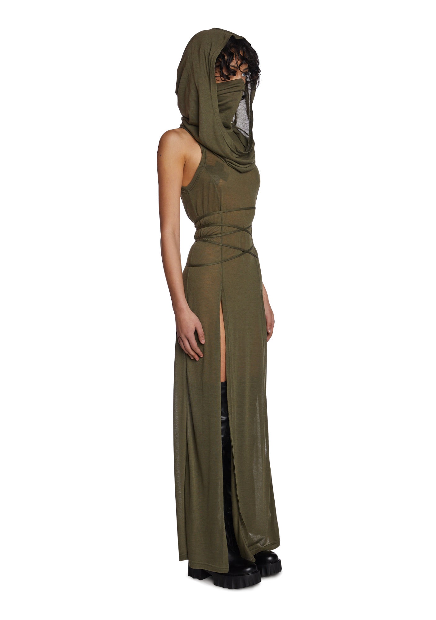 Echo Hooded Slit Maxi Dress