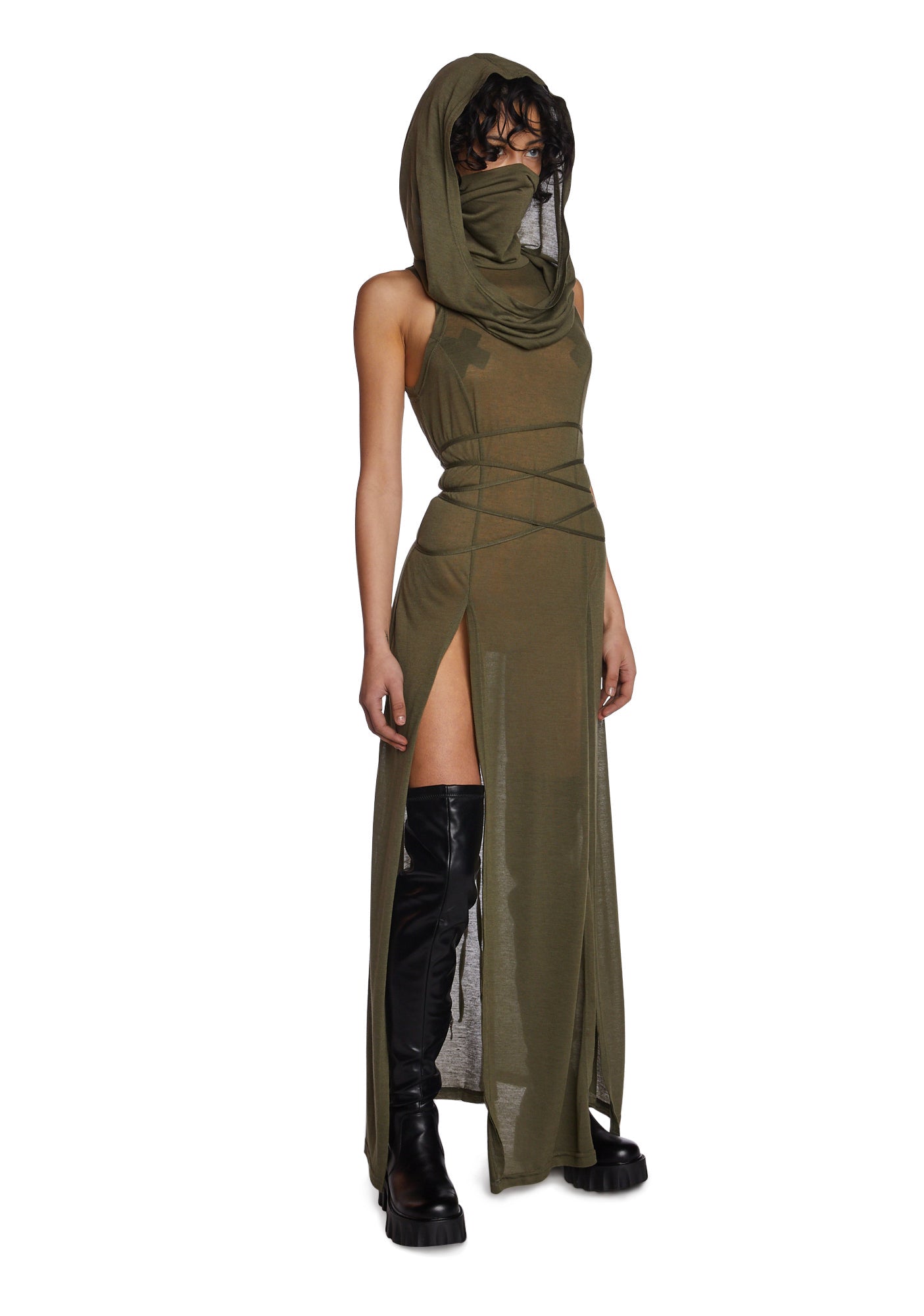 Echo Hooded Slit Maxi Dress