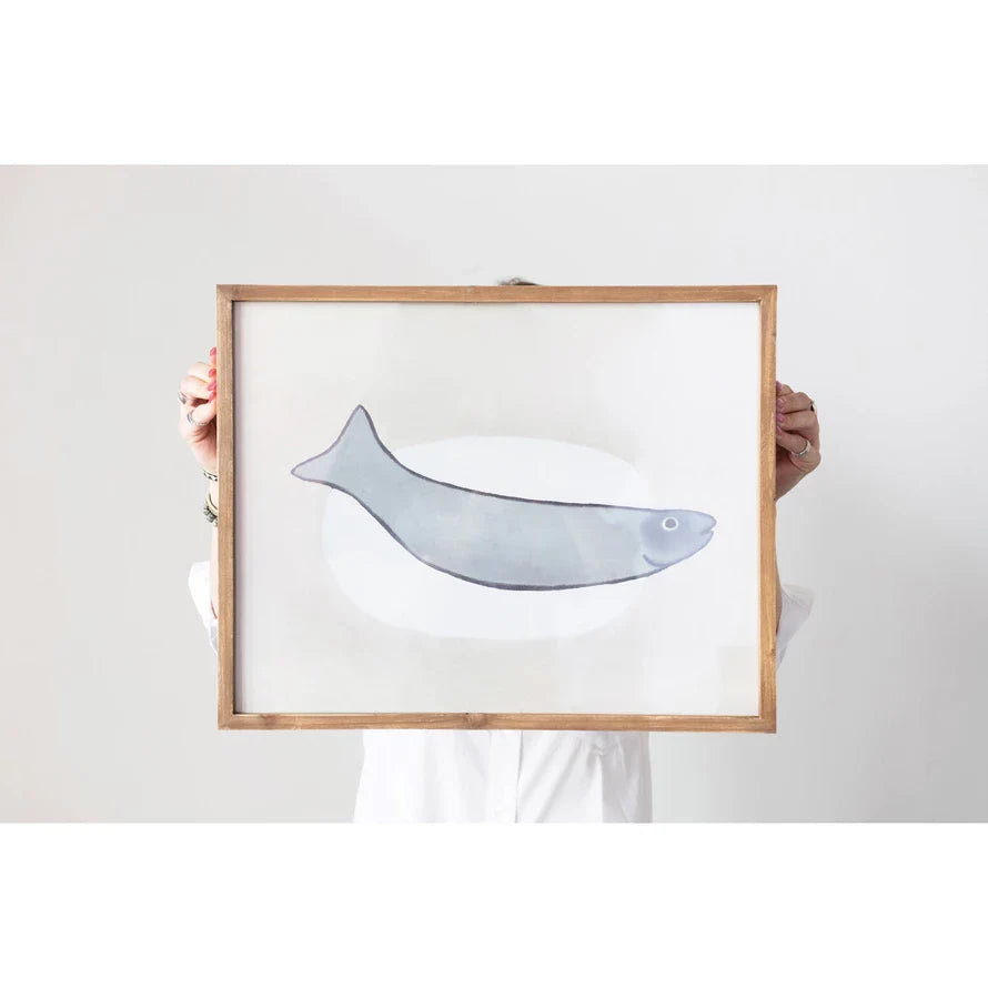 Framed Wood Fish Wall Art