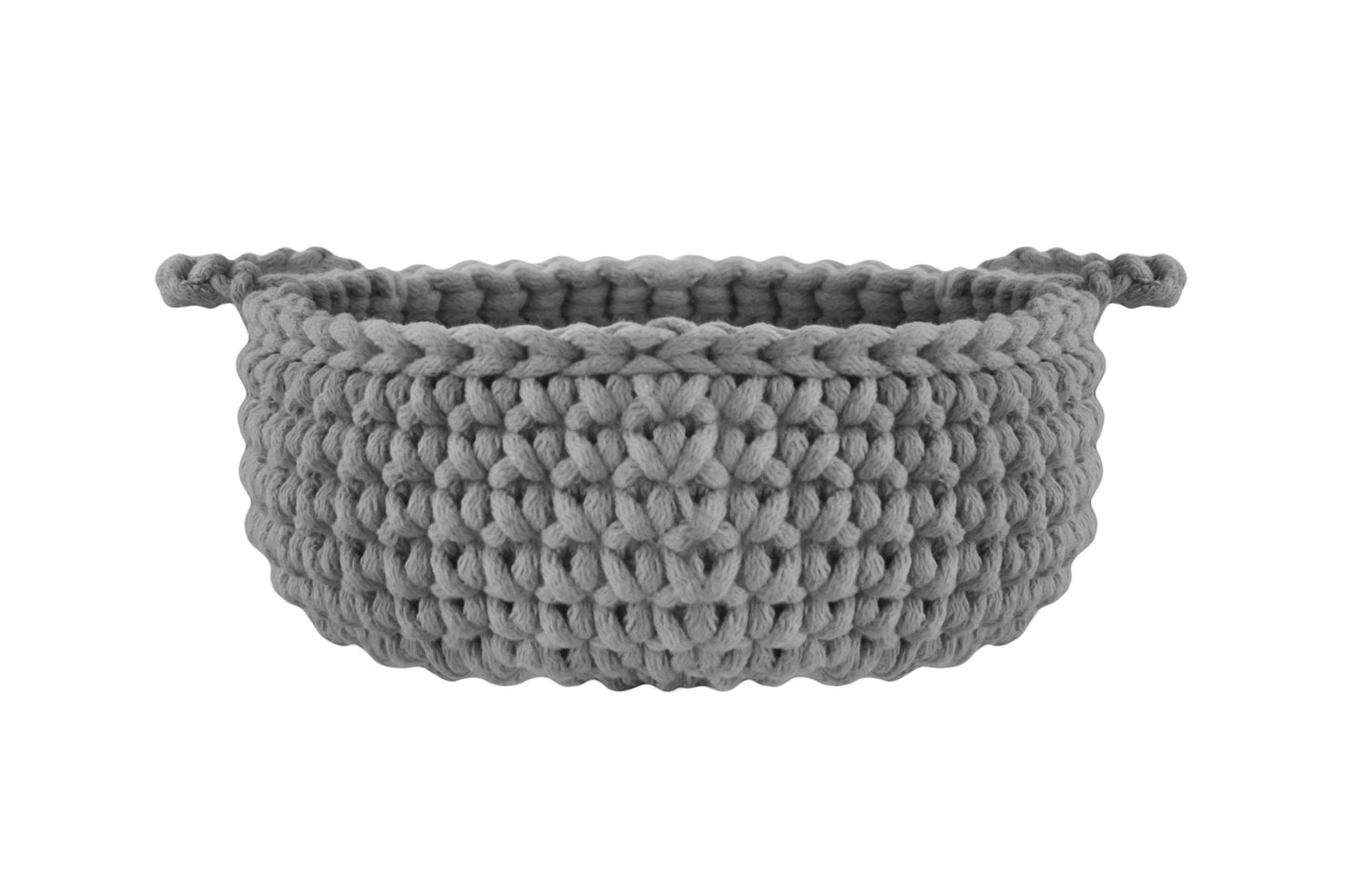 Crochet Flat Basket, Small | DARK GREY