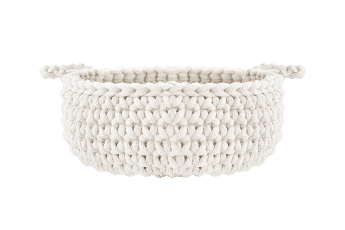 Crochet Flat Basket, Small | IVORY