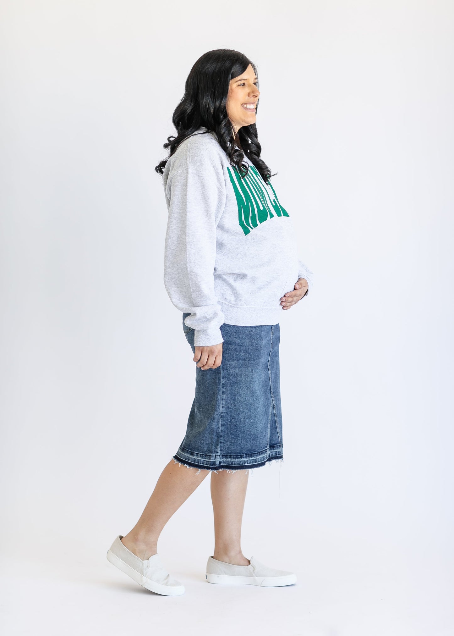Sophie Maternity Denim Midi Skirt