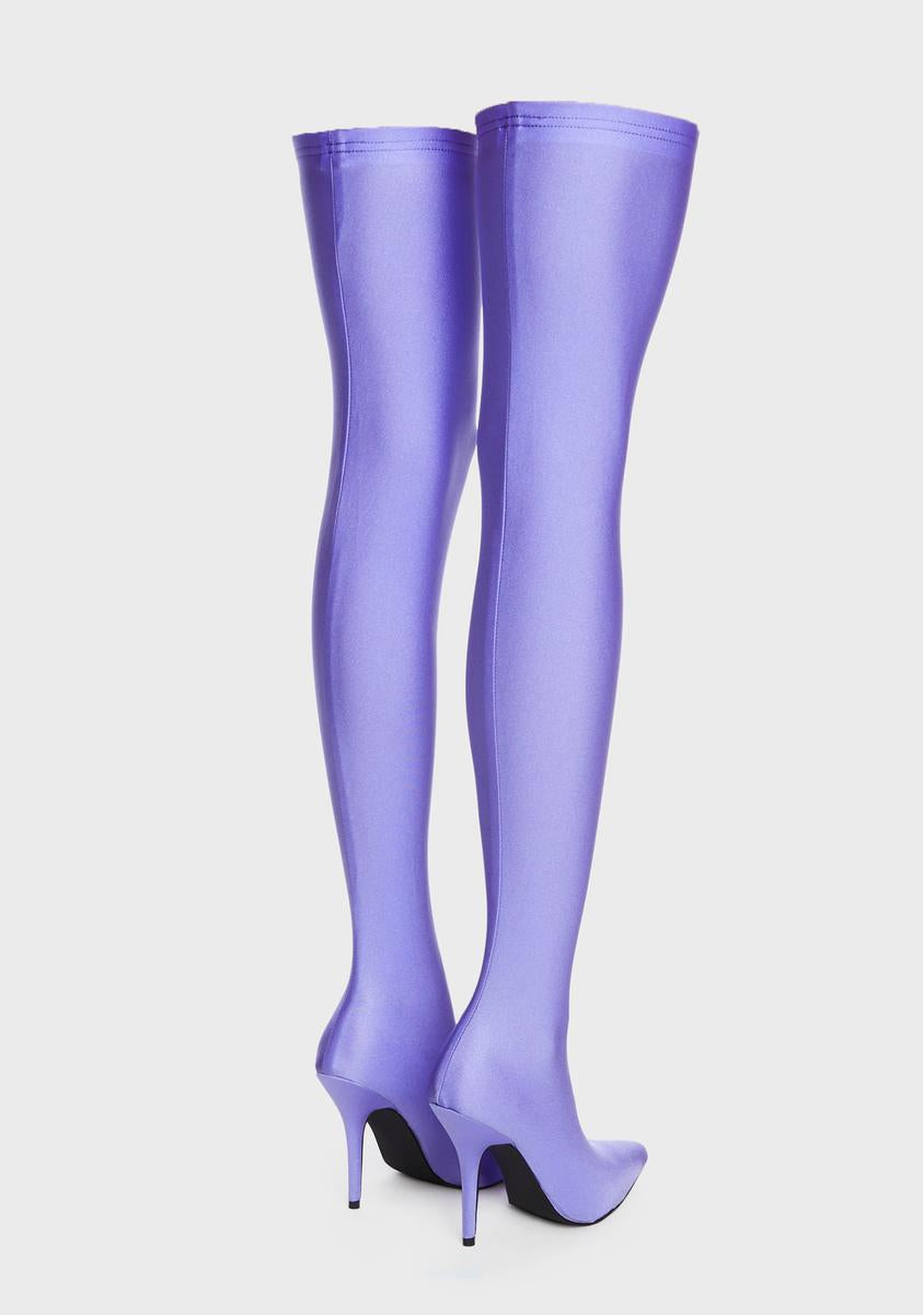 Purple Heartout Thigh High Boots