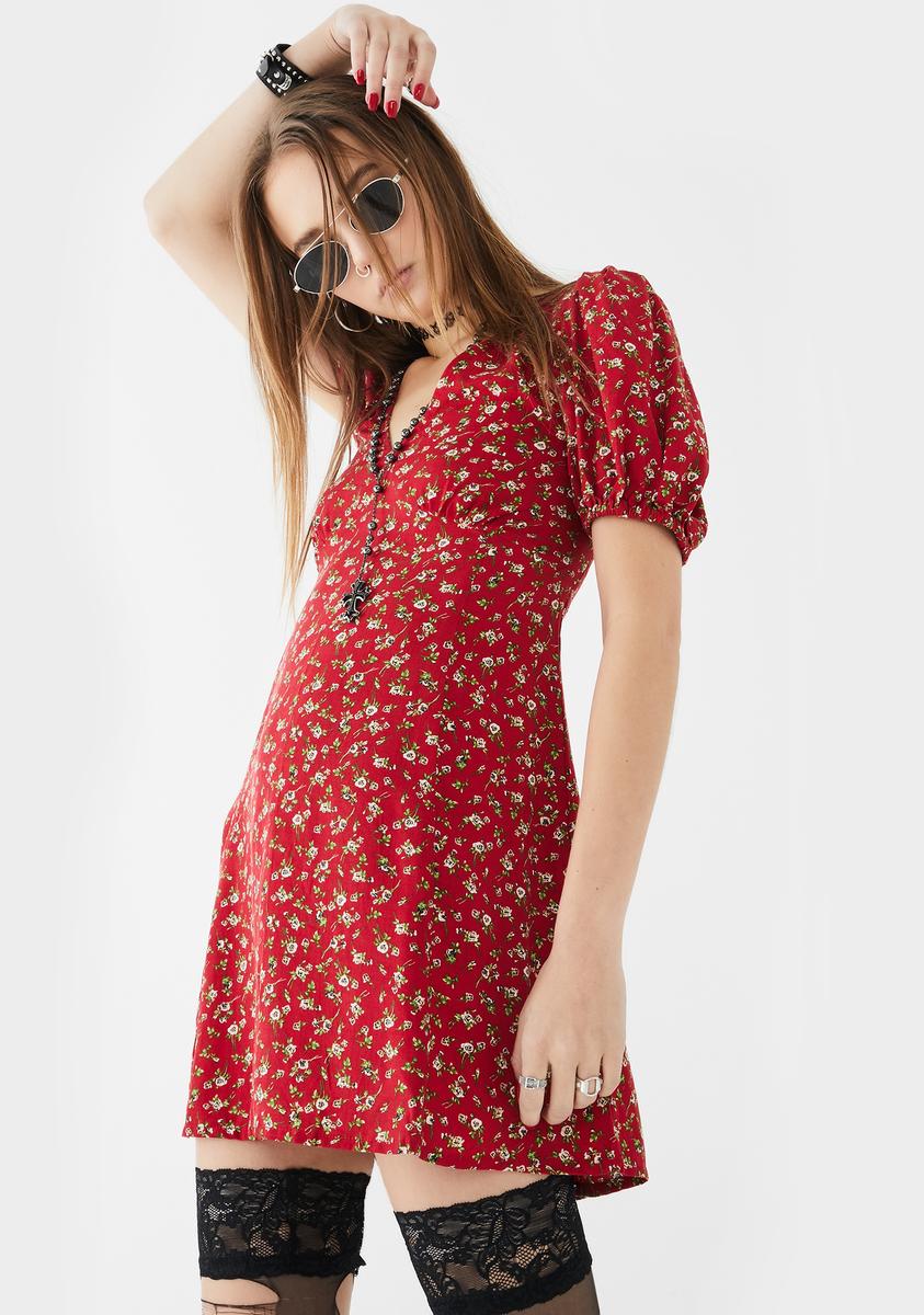 Red Floral Elfira Dress