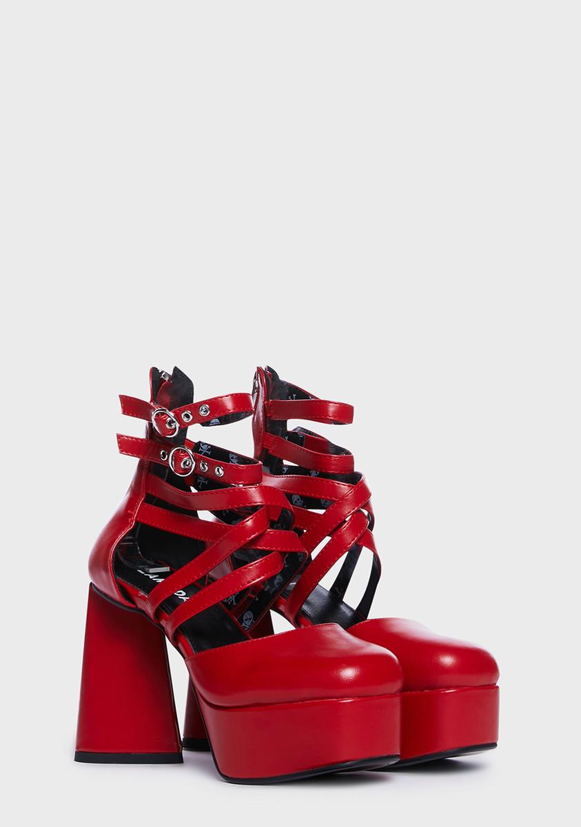 Red Love Language Platform Heels