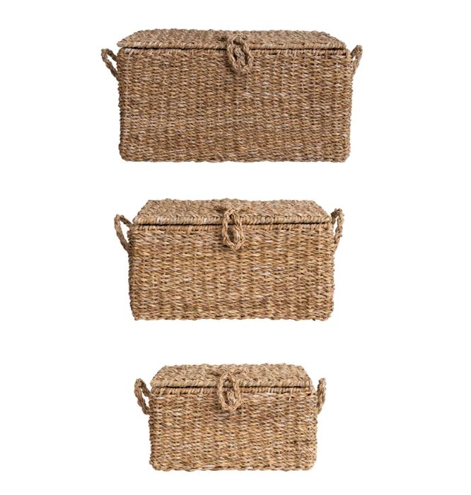 Small Hand-Woven Seagrass Trunk
