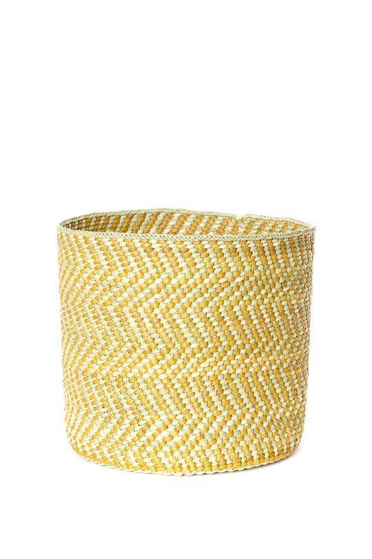 Yellow & Natural Maila Milulu Reed African Baskets - 3 Sizes Available