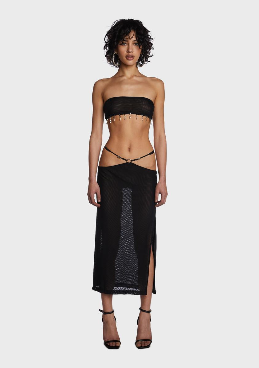 Black Letters Skirt Set