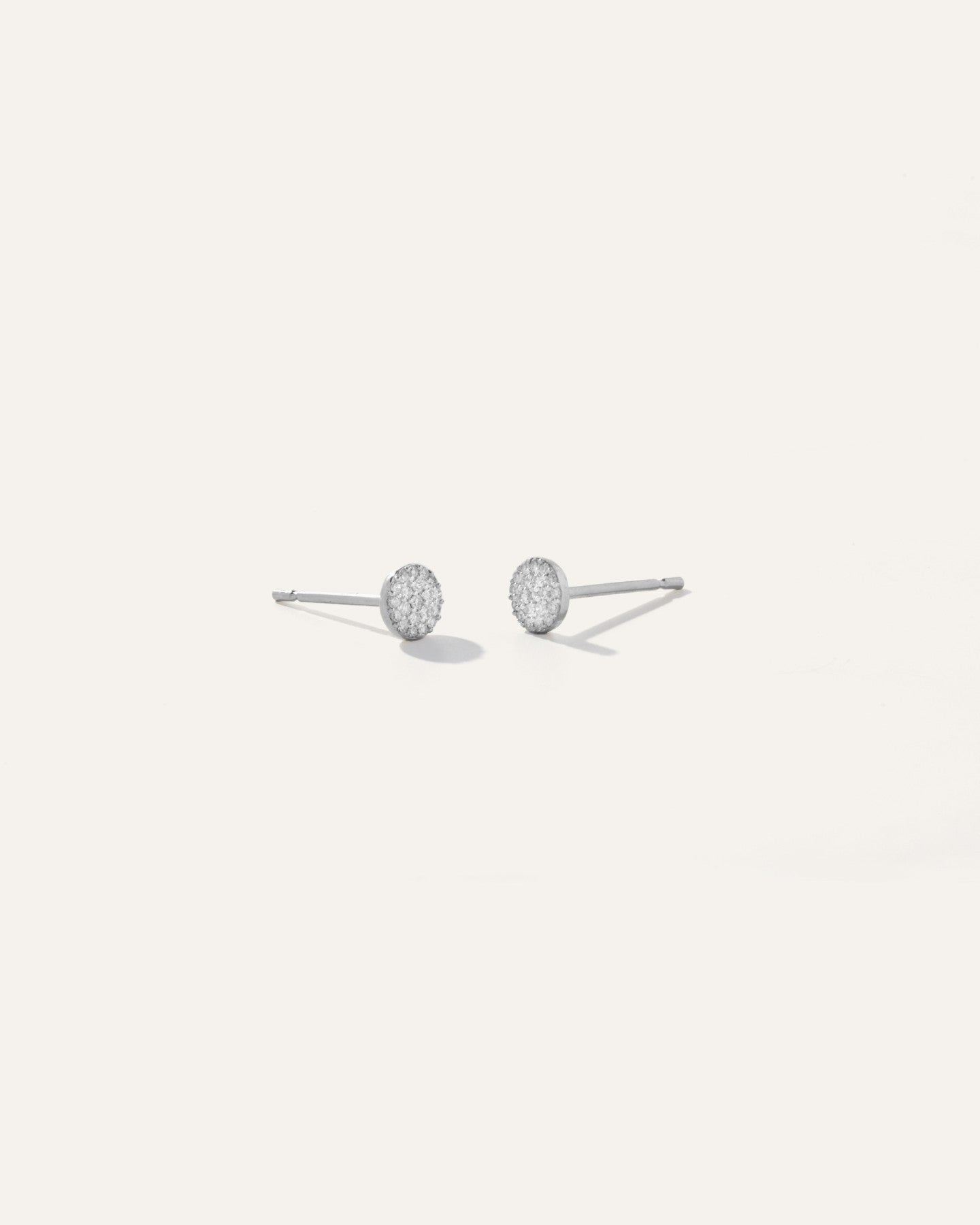 14K Gold Pave Diamond Round Studs
