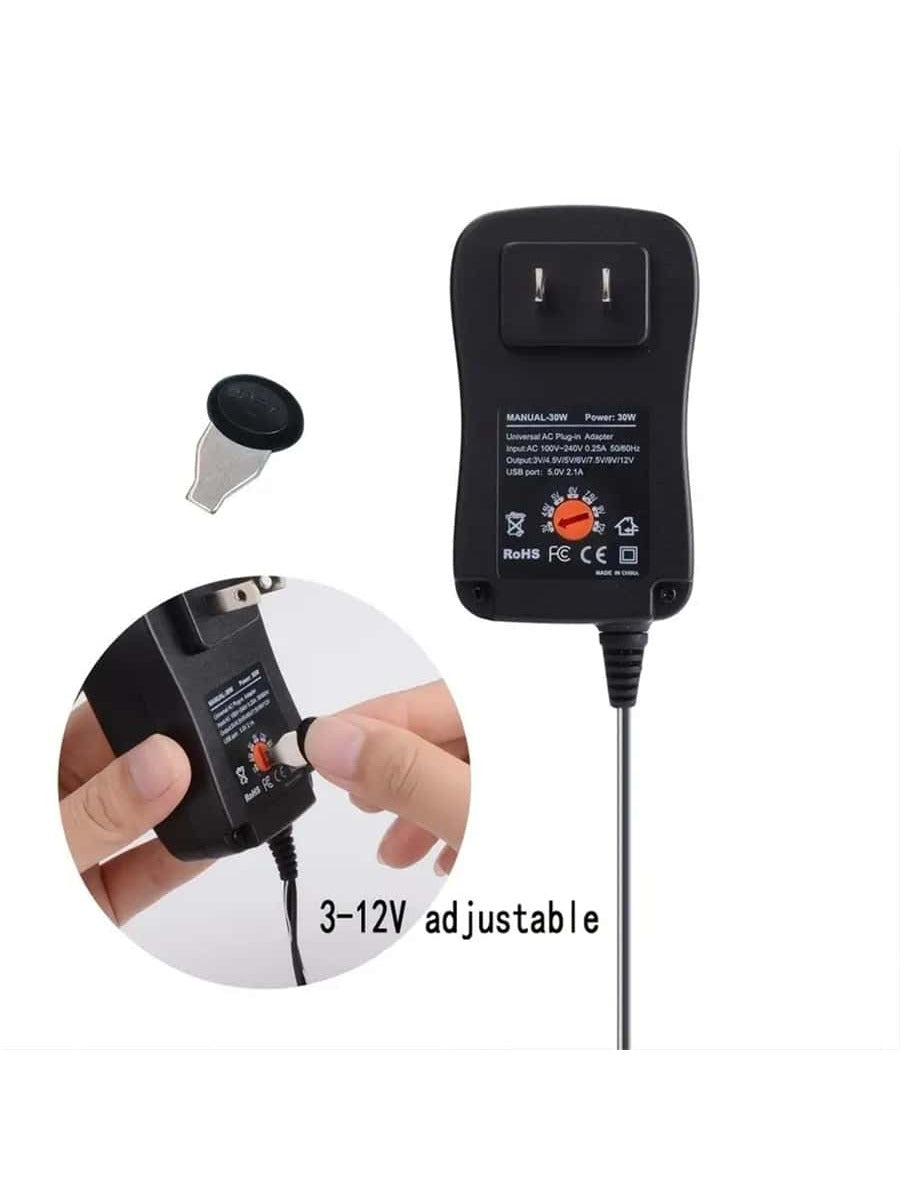 30w Universal Multi-voltage Quick Charger, Adjustable Adapter 3-12v With 8 Optional Plugs, Suitable For Most Small Home Appliances With 3v To 12v Output
