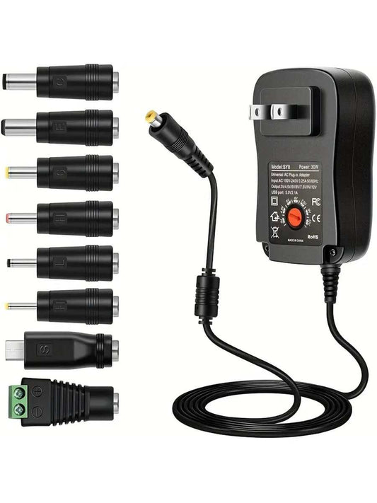 30w Universal Multi-voltage Quick Charger, Adjustable Adapter 3-12v With 8 Optional Plugs, Suitable For Most Small Home Appliances With 3v To 12v Output