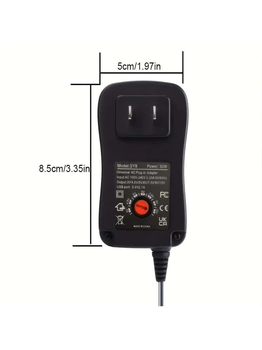 30w Universal Multi-voltage Quick Charger, Adjustable Adapter 3-12v With 8 Optional Plugs, Suitable For Most Small Home Appliances With 3v To 12v Output