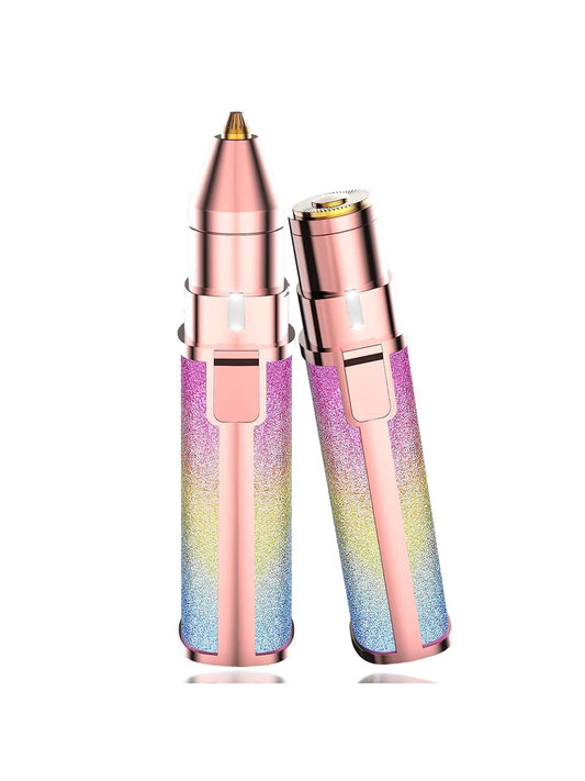 Women's Multicolor Rechargeable Hair Remover With 2-in-1 Eyebrow Trimmer And Facial Shaver, Suitable For Eyebrows, Peach Fuzz, Lips And Arms With Built-in Light