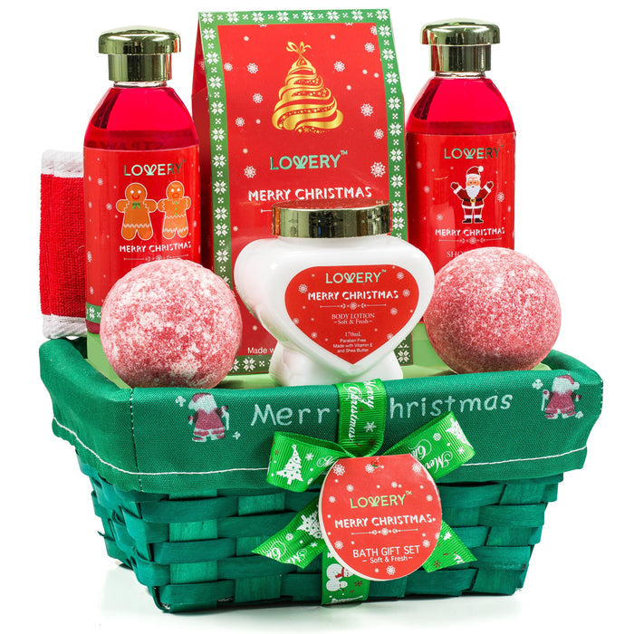 Strawberry Sandalwood Merry Christmas Gift - 7Pc Spa Kit for Holiday Bliss
