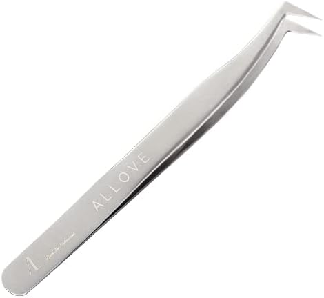 ALLOVE Eyelash Extension Tweezers for Lash Extensions Stainless Steel Lash Tweezers for Eyelash Extensions Isolation Volume Lash tweezers - Silver(Boot Lash Tweezers)
