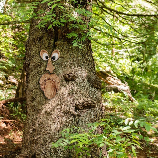 Sculpture of an Old Man Tree Hugger Multicolor