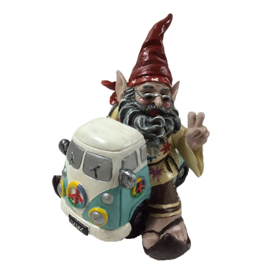11" Gnome Home & Garden Statue Hand-painted, "Peace Man"
