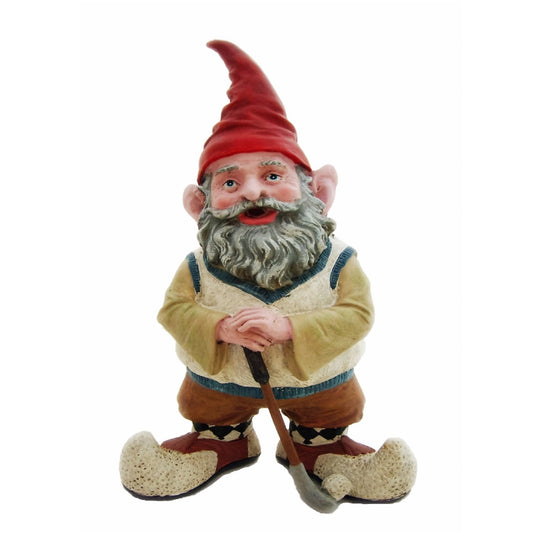 8.5"H Garden Gnome Outdoor Statue, "Greg the Golfer"
