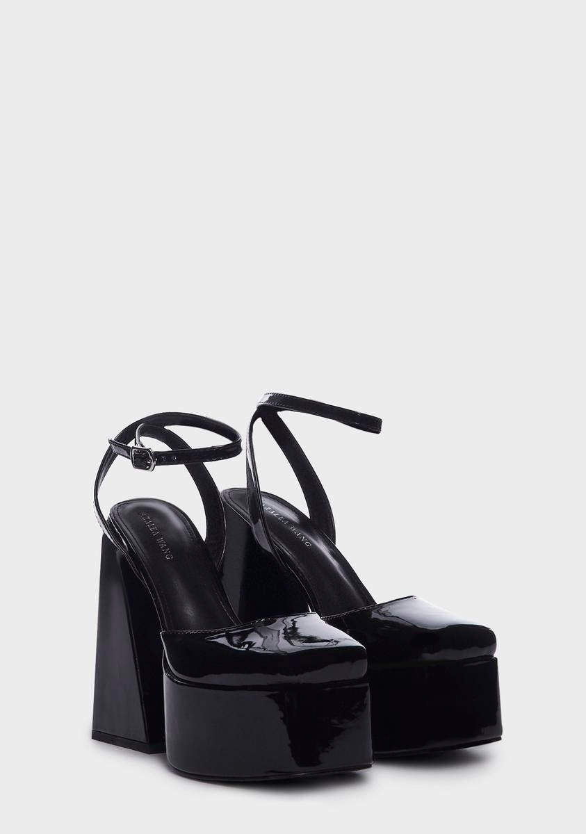 Black Clementine Block Heels