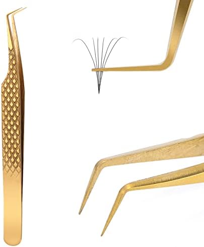 ALLOVE Lash Extension Tweezers for Eyelash Extensions Diamond Grip Volume Eyelash Extension Tweezers for Mega Volume Lash Extensions-90 Degree Tweezers
