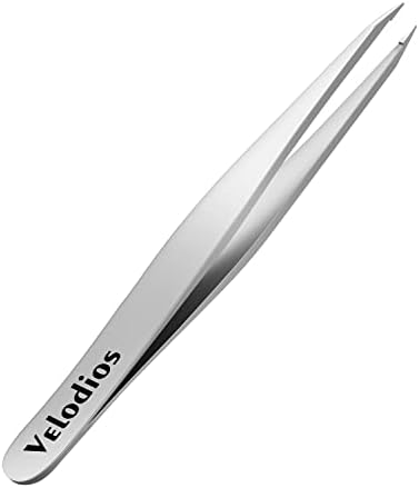 Velodios Pointed Tweezers for Women, Professional Precision Tweezers, Best Tweezers for Eyebrow, Facial Hair,Chin Hair and Ingrown Hair Removal, Premium Stainless Steel Pointed Tip Tweezers