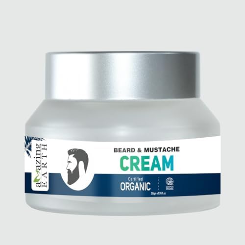 AMAzing Earth Vegetal Beard and Mustache Cream for Men -Certified Organic, Styling, Hair Growth, Soft Beard, Chemical-Free and Vegan -50 g