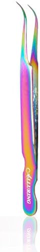 Alluring Rainbow Multi-Color Tweezers for Eyelash Extension (Strong Curved)
