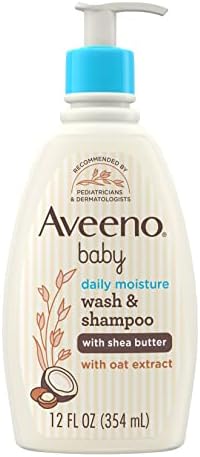 Aveeno Baby Daily Moisturizing 2-in-1 Body Wash & Shampoo with Shea Butter & Oat Extract Gently Cleanses Sensitive Skin & Scalp, Gentle Coconut Scent, 12 fl. Oz