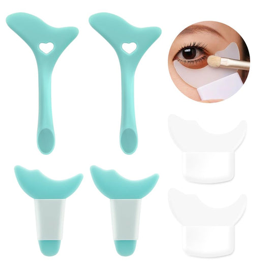 6Pcs Eyeliner Stencils Reusable Silicone Eyeliner Aid Mascara Shield Eyeliner Eyelash Lipstick Eyeshadow Applicators Guide Tool Multifunctional Eye Makeup Tool for Women, Beginners