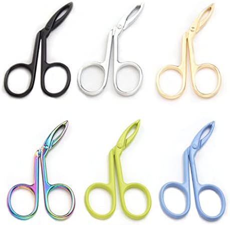 Yutoner 6 Pieces Scissors Shaped Eyebrow Tweezers Slanted Tip Tweezers Stainless Steel Scissor Handle Tweezers Brow Hair Remover Multicolors