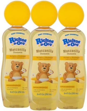 Ricitos de Oro Chamomile Manzanilla, Baby Shampoo, Hypoallergenic, 3 Pack, 8.4 FL Oz Bottles