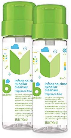 Babyganics Infant No-Rinse Micellar Cleanser, 5 Fl Oz (Pack of 2)