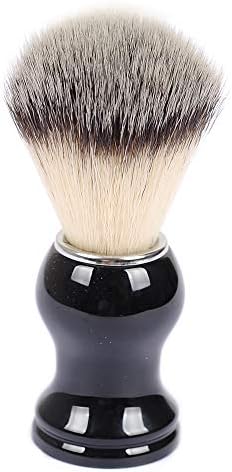 Shaving Brushes, JR 0.79inch Synthetic Nylon Brush Hair Knot with Pure Black Engineered Plastic Handle Shaving Brush for Men, Safety Razor, Double Edge Razor, Shaving Razor