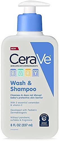 CeraVe Baby Wash & Shampoo | Fragrance, Paraben, & Sulfate Free Shampoo for Tear-Free Baby Bath Time | 8 Ounce