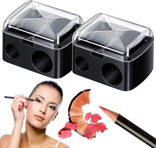 Andy's Orchids Make Up Sharpener, Dual Holes Cosmetic Pencil Eyeliner Lip Pencil Sharpener, Eye Liner Eyebrow Trimmer with Cover 5Pcs
