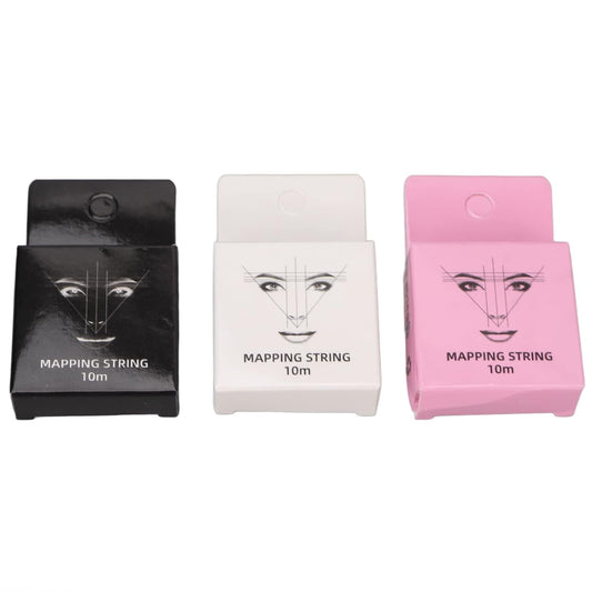 Saluaqui 3pcs 32.8ft Microblading String Measurement 15ml Pre Inked Eyebrow Mapping String Black White Pink