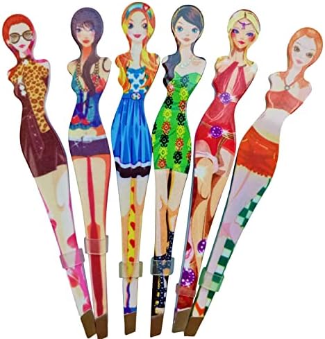 Tvoip 6Pcs Professional Girl Eyebrow Tweezer Stainless Steel Slanted Eyebrow Tweezers Eyebrows Hair Remover Tools Cosmetics Beauty (random color)
