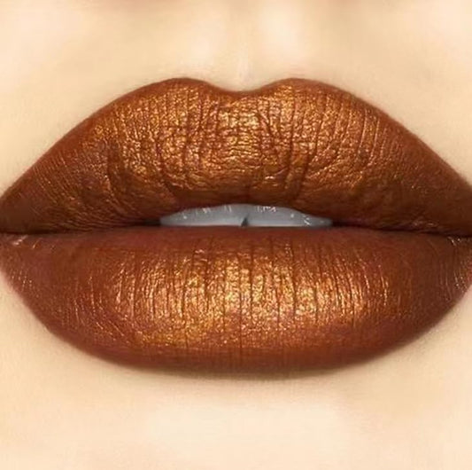 Y-HaLi Waterproof Metal Lipstick, Long-wearing Non-fading Cosmetics Lip for Nightclub Makeup (LOVE BRONZE)