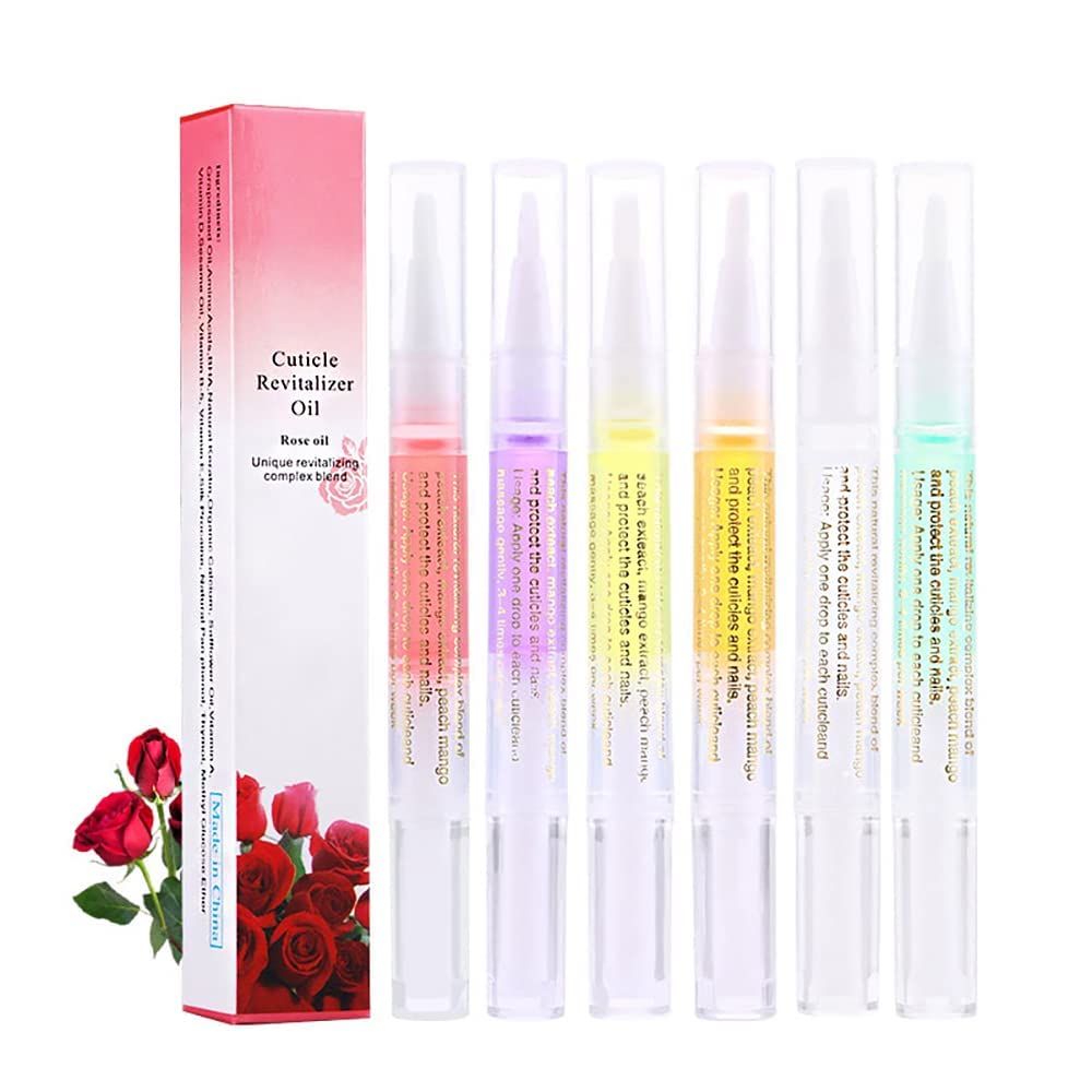 SULLMAR 6Pcs Cuticle Oils Pen Nourishment Pens 6 Smell Revitalizer for Nail Skin Care