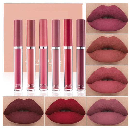 6Pcs Matte Liquid Lipstick Makeup Set, Matte liquid Long-Lasting Wear Non-Stick Cup Not Fade Waterproof Lip Gloss (2#Set B)