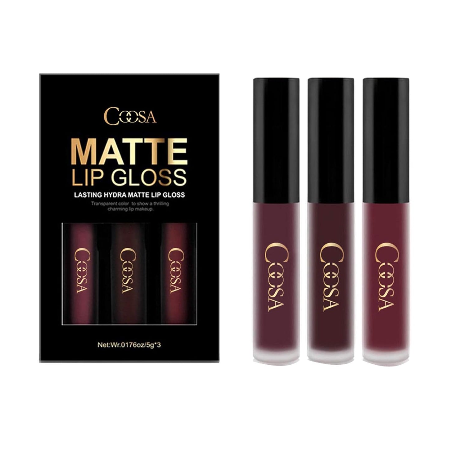 3PCS of 3 Colors Madly MATTE Lipstick Non-stick Cup Waterproof Lipgloss-Set A