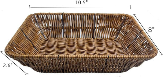 Wicker Bread Baskets,Handwoven Storage Basket Bin,Fruit Vegetables Sundries Storage Basket for Home, Restaurant, BakeryTabletop Food Serving Baskets Trays 2Pack
