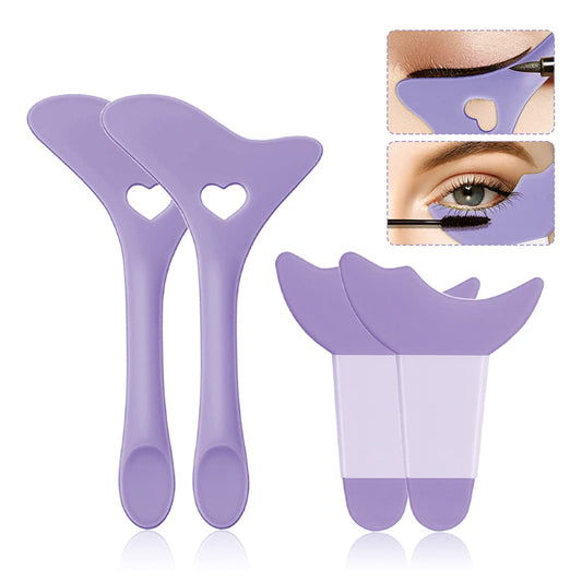 Eyeliner Stencils 4Pcs Reusable Silicone Eyeliner Aid Mascara Shield Eyeliner Eyelash Eyeshadow Lipstick Applicator Guide Tool Multifunctional Eye Makeup Tool Easy to Use (Purple)