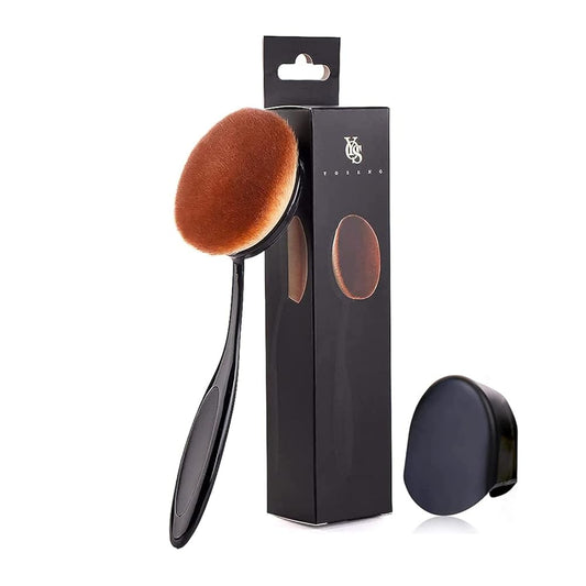 Yoseng Oval Foundation Brush with Cover, Large Toothbrush Makeup Brushes Fast Flawless Application Liquid Cream Powder Foundation,Sunscreen Applicator for Kids_Black)