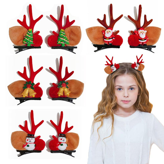 8Pcs Christmas Baby Hair Clips Antler Horn Hair Claw Clip for Kids Toddler Cute Santa Claus Snowman Bell Xmas Design Hair Barrette Hairpins with Alligator Clip for Holiday New Year Hair Accessories