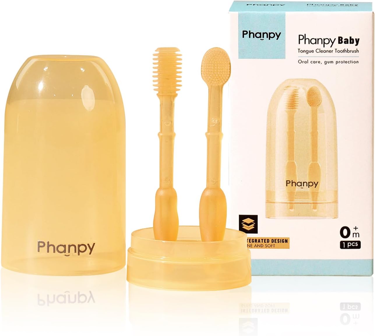 Phanpy Baby Toothbrush, SiliconeÊBaby Tongue Cleaner Newborn, Infant Toothbrush 0-6 Months and 6 to 12 Months, Baby First Toothbrush, Oral Cleaner, Baby Mouth Cleaner