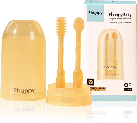 Phanpy Baby Toothbrush, SiliconeÊBaby Tongue Cleaner Newborn, Infant Toothbrush 0-6 Months and 6 to 12 Months, Baby First Toothbrush, Oral Cleaner, Baby Mouth Cleaner